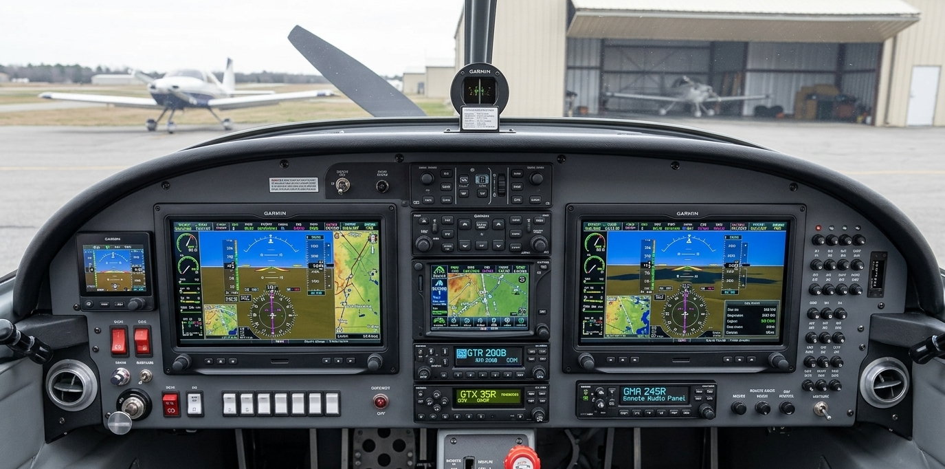 Garmin avionics suite installed in custom panel