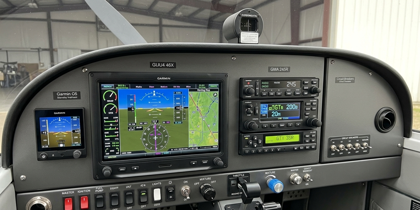 Custom VFR avionics panel for experimental aircraft, click to see our work gallery