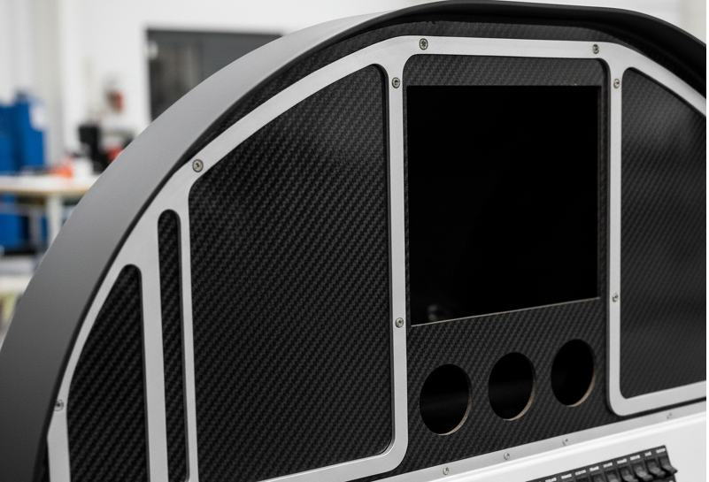 Hybrid aluminum and carbon fiber avionics panel material